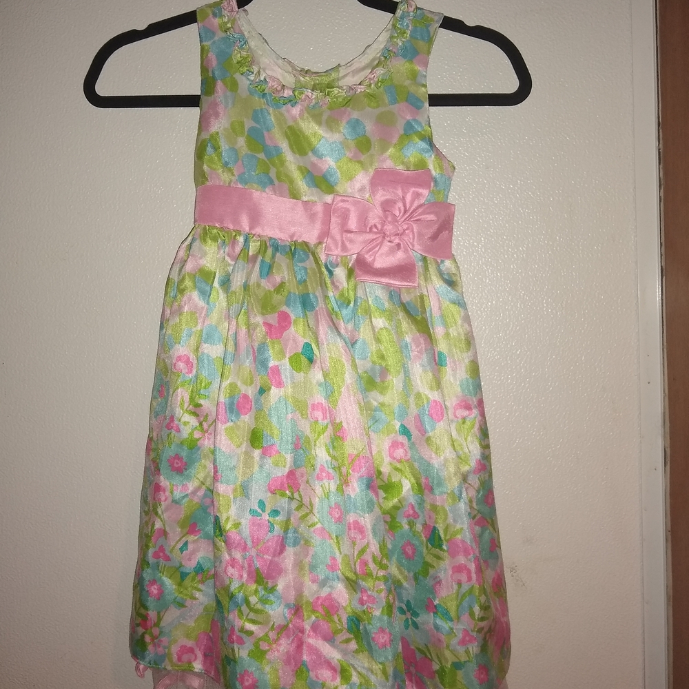 Jona Michelle Floral Dress with Pink Bow